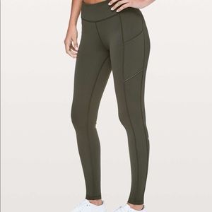 Lululemon Speed Up Tights in Olive green.